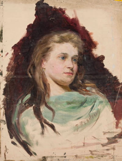 一位年轻女子的肖像，素描
