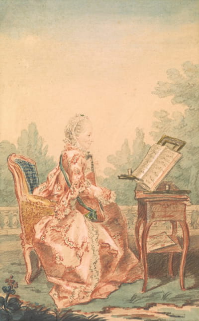 一位女子弹奏琵琶的肖像