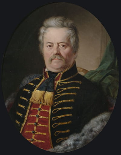 一位身着骠骑兵制服的贵族绅士的肖像