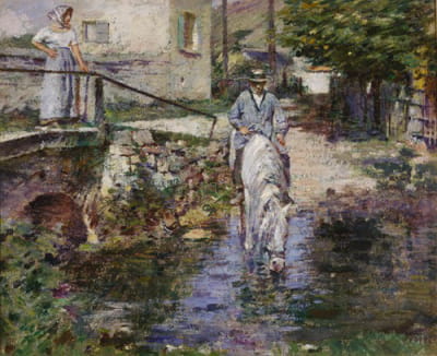 皮埃尔·特罗尼翁和他的女儿在桥上