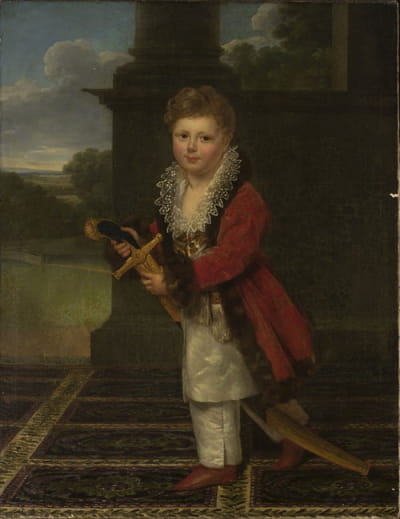 齐格蒙特·克拉辛斯基（1812–1859）的童年肖像，身着波兰服装，手持父亲的剑