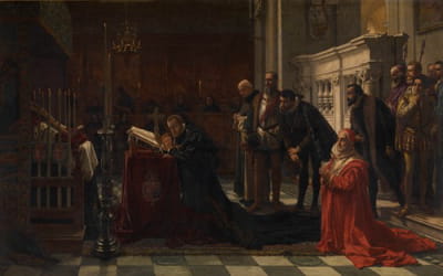 西班牙菲利普二世向奥地利的唐约翰致敬