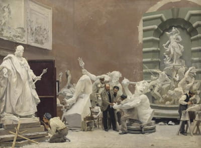 雕塑家鲁道夫·韦耶尔在他的工作室