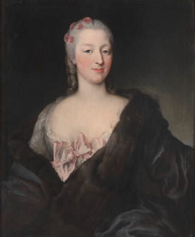 《特雷莎·阿涅斯·多利亚的肖像》，作者是卡米洛·本索·孔蒂·迪卡福尔的曾祖母，CirièMarchesa del Maro（1721-1764），