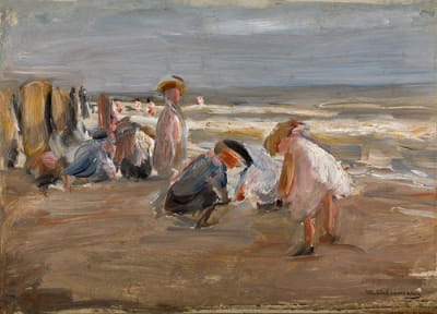 在海滩上玩耍的孩子（在海滩上玩的孩子）