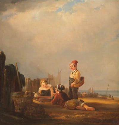 年轻的渔夫在玩渔获