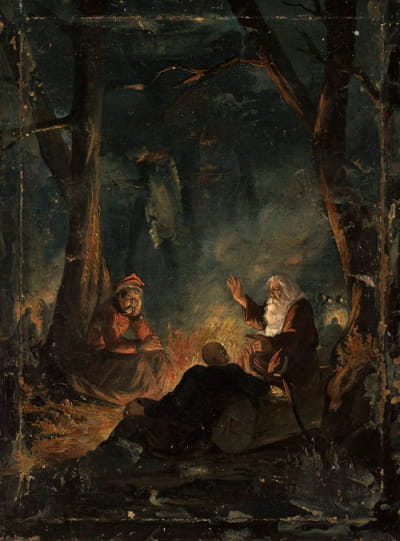 涅波维奇森林中的热乌斯基、马雷克神父和普瓦斯基