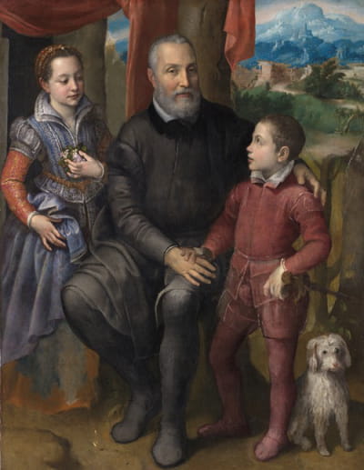 艺术家的父亲阿米尔卡雷·安古索拉和她的兄弟姐妹Minerva和Astrubale的肖像小组