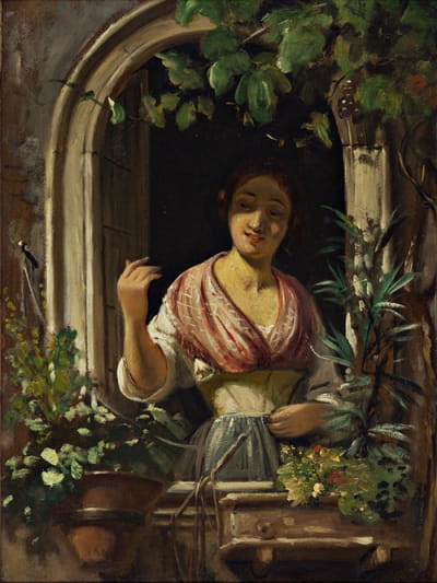 19世纪50年代末，一名意大利女子从窗口挥手致意