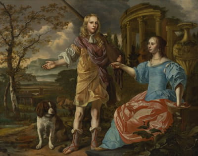 猎人和一位女士的肖像