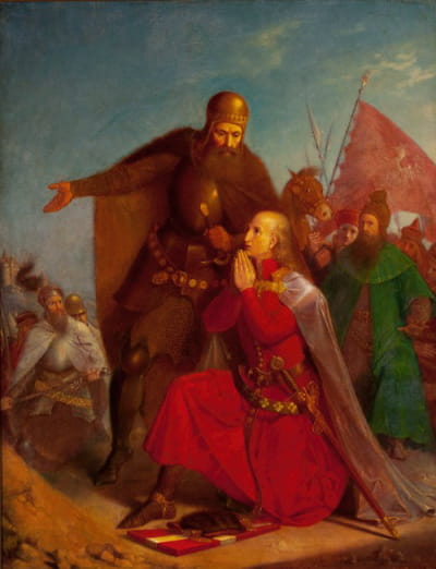 瓦迪斯瓦夫·贾格瓦夫和维陶塔斯在格伦瓦尔德战役前祈祷