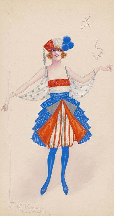 Costume for girls in red, white, and blue