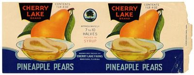 Cherry Lake Brand Pineapple Pears Label