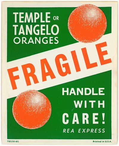 REA Express ‘Fragile’ Oranges Label