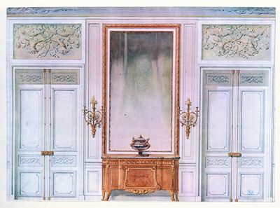 Chambre a coucher Louis XVI. Face des portes….