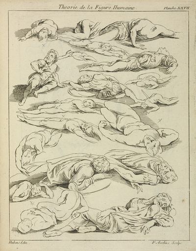 Several figures in prone and supine positions