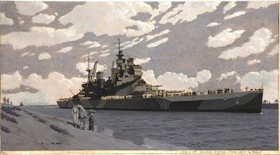 Battleship in Suez Canal [HMS Howe]