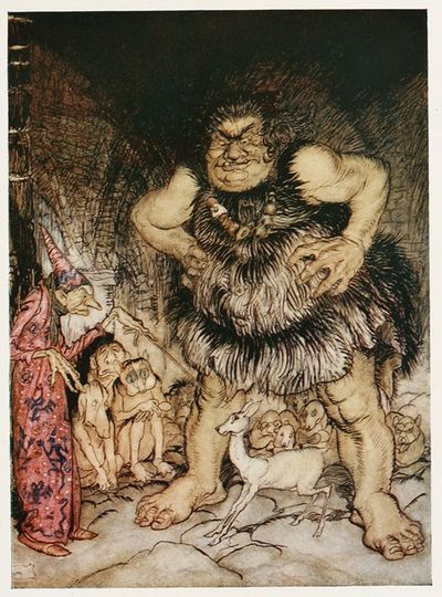 The giant Galligantua and the wicked old magician transform the duke’s daughter into a white hind
