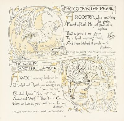 The Cock and the Pearl, The Wolf and the Lamb