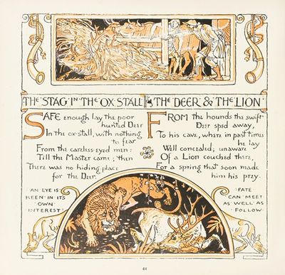 The Stag in the Ox-stall, The Deer and the Lion