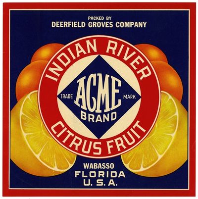 Acme Brand Indian River Citrus Fruit Label