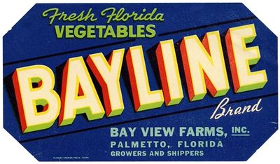 Bayline Brand Fresh Florida Vegetables Label