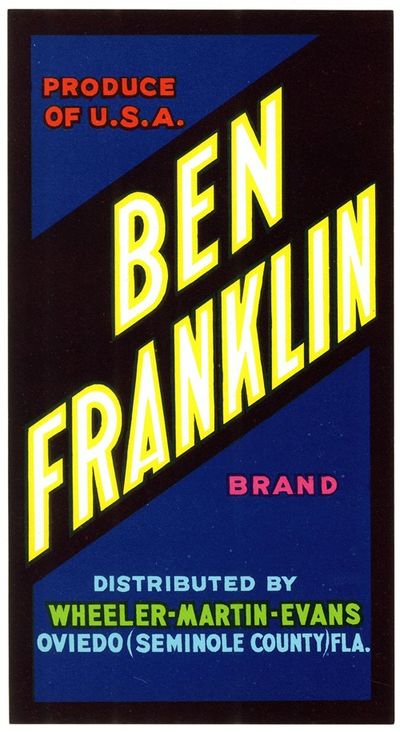 Ben Franklin Brand Produce Label
