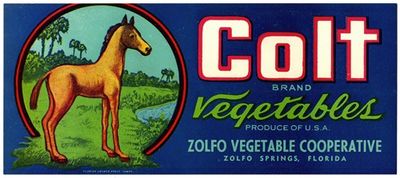 Colt Brand Vegetables Label