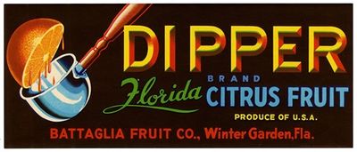 Dipper Brand Florida Citrus Fruit Label