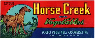 Horse Creek Brand Vegetables Label