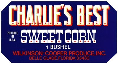 Label for Charlie’s Best Sweet Corn - Blue