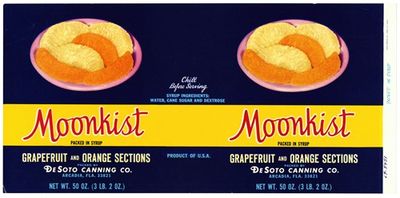 Label for Moonkist Grapefruit and Orange Sections