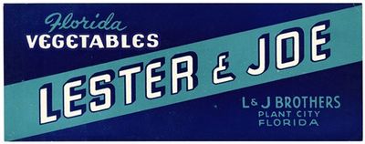 Lester and Joe Florida Vegetables Label