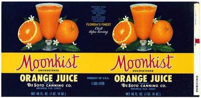 Moonkist Orange Juice Can Label