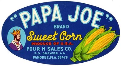 Papa Joe Brand Sweet Corn Label
