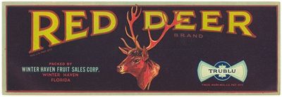 Red Deer Brand Fruit Label