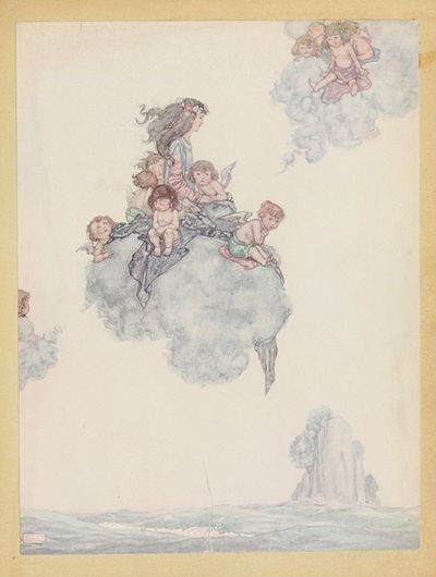 With the rest of the children of air, soared high above the rosy cloud