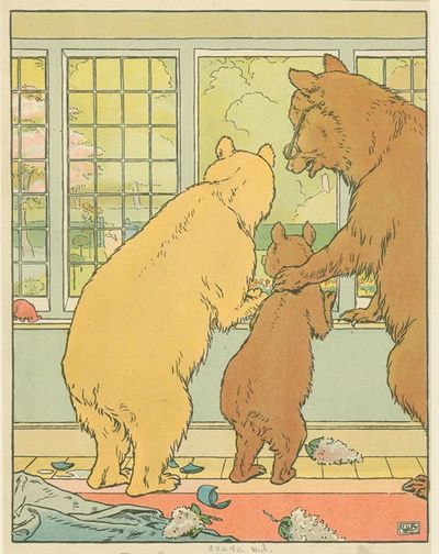 The bears watch from the window
