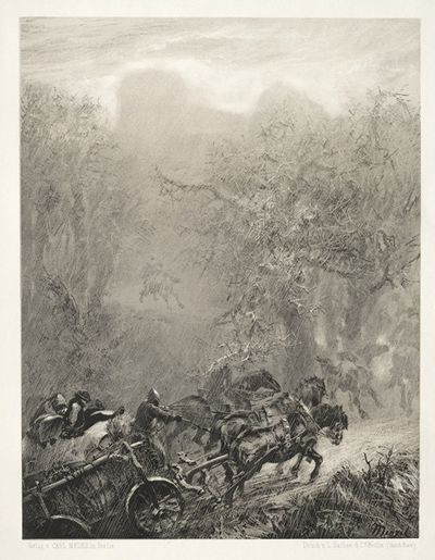 Essay on Stone with Brush and Scraper; The Convoy of Prisoners through a Woods