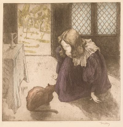 Interior, Little Girl with Cat (La Petite fille au chat)