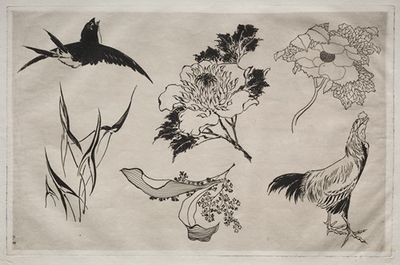 Dinner Service (Rousseau service); Swallow, Rooster and Flowers (no. 8)