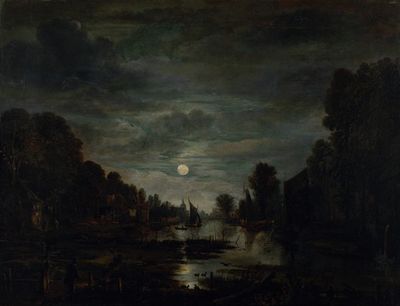月光下的河流景观