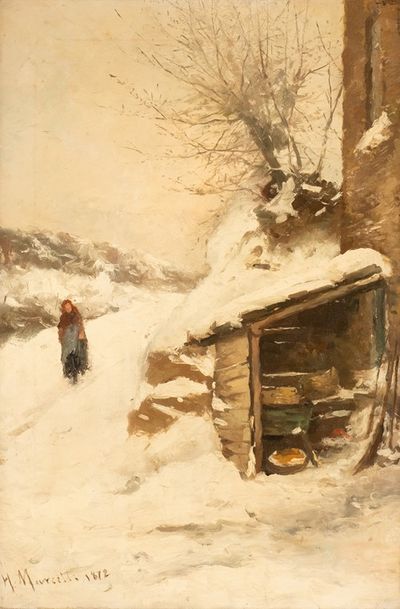 雪景中的农妇