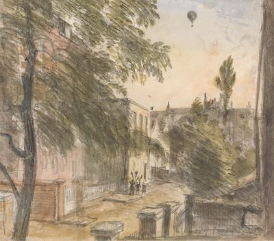 1835年7月22日下午7点，肯辛顿荷兰街上空的气球。