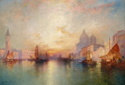 威尼斯；日落大运河