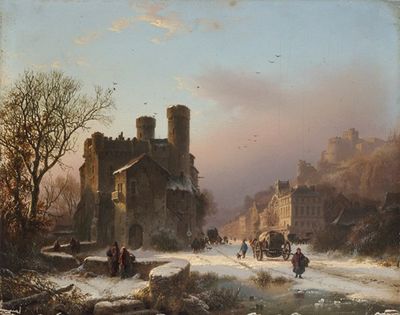 村庄附近的冬日风景