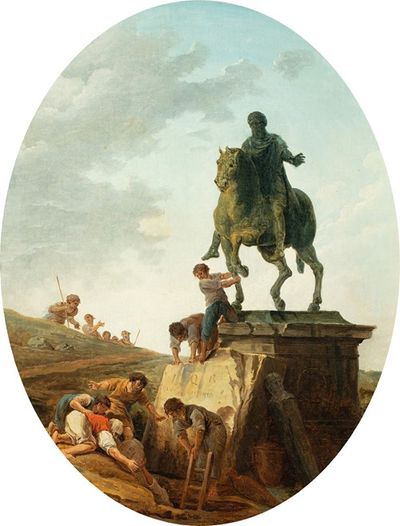 马库斯·奥勒利乌斯雕像的生动景观