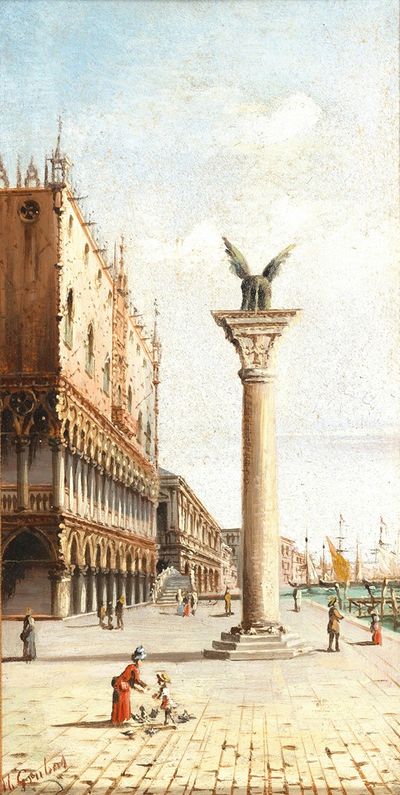 威尼斯，杜卡莱宫和圣马可柱景观