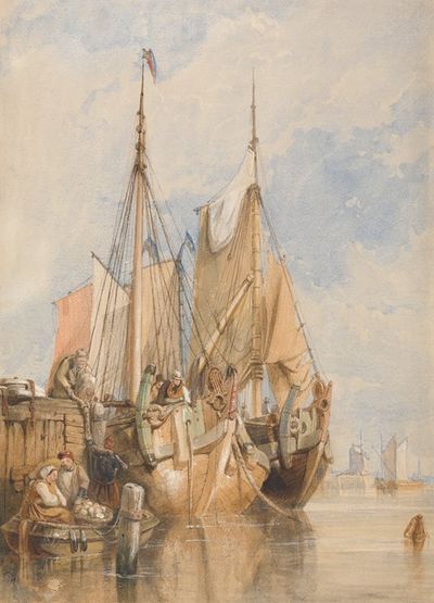 码头旁的荷兰渔船