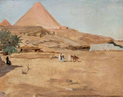 沙漠和金字塔图案。从埃及之旅